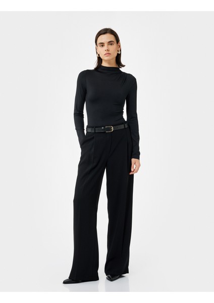 Slim Fit Hafif Dik Yaka Drape Detaylı Uzun Kollu Bodysuit fiyatları