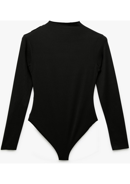 Slim Fit Hafif Dik Yaka Drape Detaylı Uzun Kollu Bodysuit fırsatları