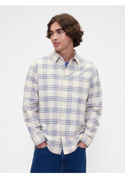 Erkek Krem Standard Fit Oxford Gömlek