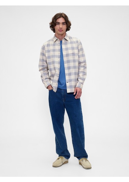 Erkek Krem Standard Fit Oxford Gömlek fırsatları