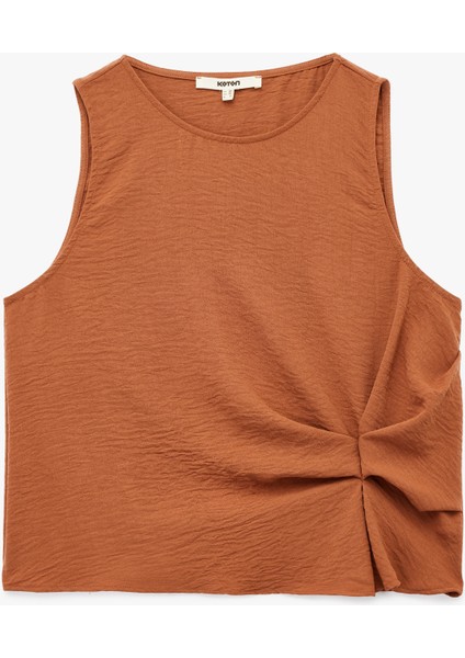 Kolsuz Bisiklet Yaka Drape Detaylı Bluz