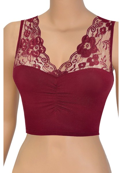 Kadın Sütyen Büzgülü Dantelli Büstiyer (%96 Pamuk - %4 Elastan)