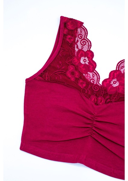 Kadın Sütyen Büzgülü Dantelli Büstiyer (%96 Pamuk - %4 Elastan) fırsatları