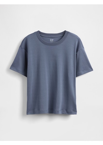 Kadın Mavi Supima® Pamuk Relaxed T-Shirt fiyatları