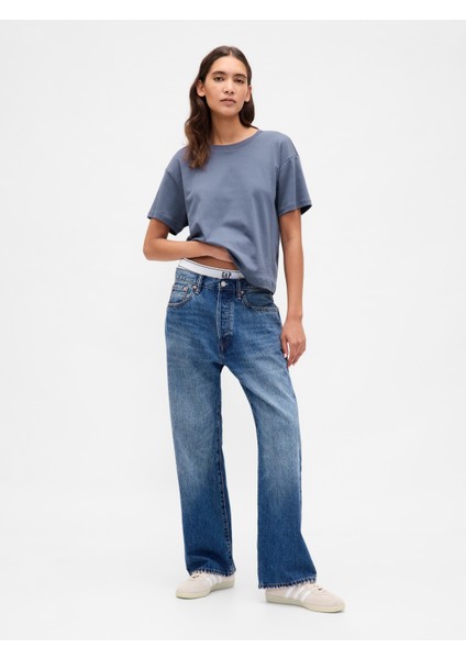 Kadın Mavi Supima® Pamuk Relaxed T-Shirt fırsatları