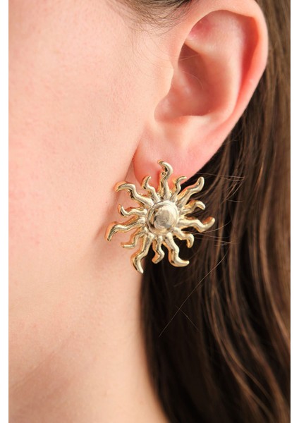 Gold Büyük Güneş Küpe