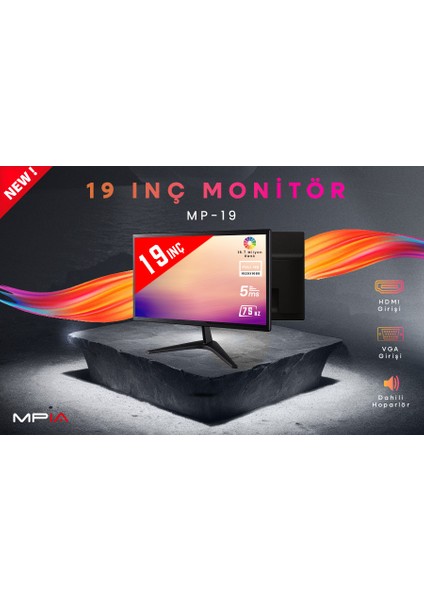 Mpıa Mp-19 Dahili Hoparlörlü VGA HDMI 19" LED Monitör fiyatları