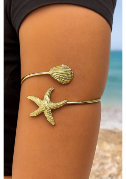 Gold Deniz Yıldızı Pazu Bandı Üst Kol Bilekliği Ayarlanabilir