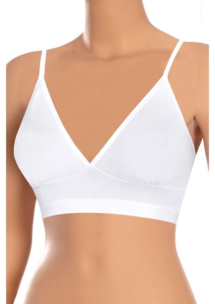 Kadın Sütyen Pedsiz V Yaka Büstiyer (%96 Pamuk - %4 Elastan)