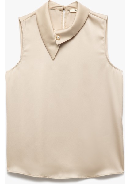 Asimetrik Yaka Kolsuz Saten Bluz modelleri