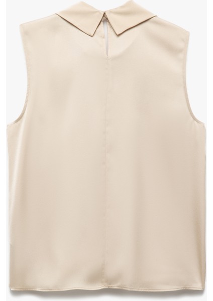 Asimetrik Yaka Kolsuz Saten Bluz fırsatları