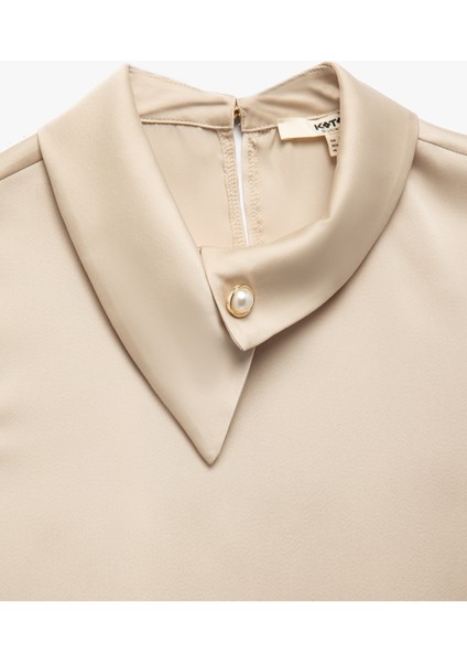 Asimetrik Yaka Kolsuz Saten Bluz indirimleri