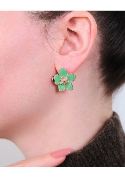 Altın Kaplama Su Yeşili Sakura Çiçeği Küpe fiyatları