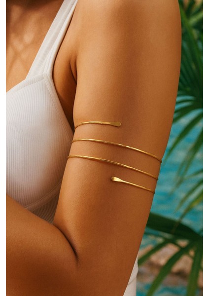 Gold 3 Sıralı Pazu Bandı Üst Kol Bilekliği Ayarlanabilir