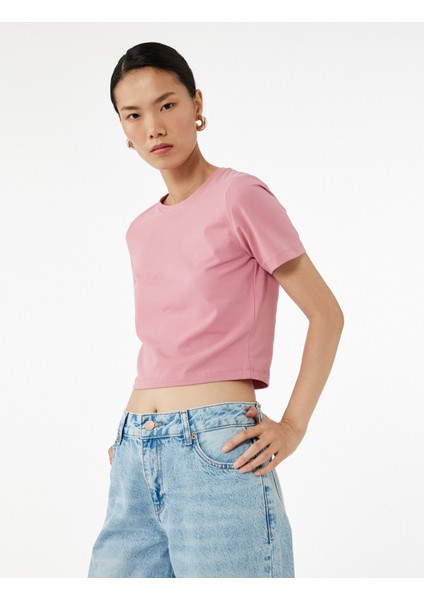 Pamuklu Slim Fit Kısa Kollu Bisiklet Yaka Tişört fiyatları