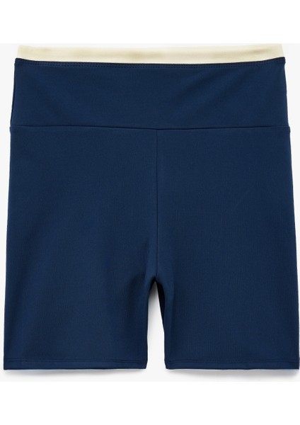 Şerit Detaylı Yüksek Bel Biker Spor Tayt