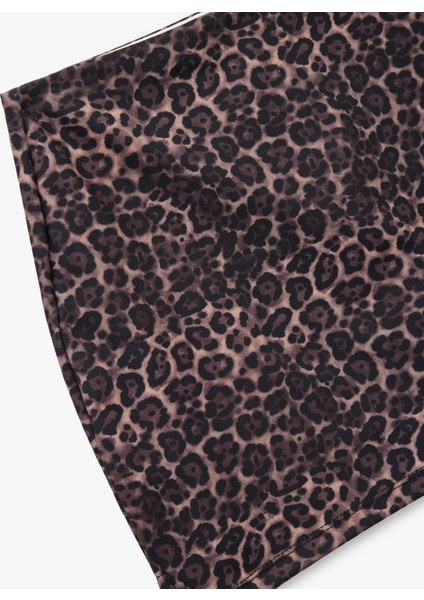 Yüksek Bel Slim Fit Leopar Baskılı Spor Şort Etek modelleri
