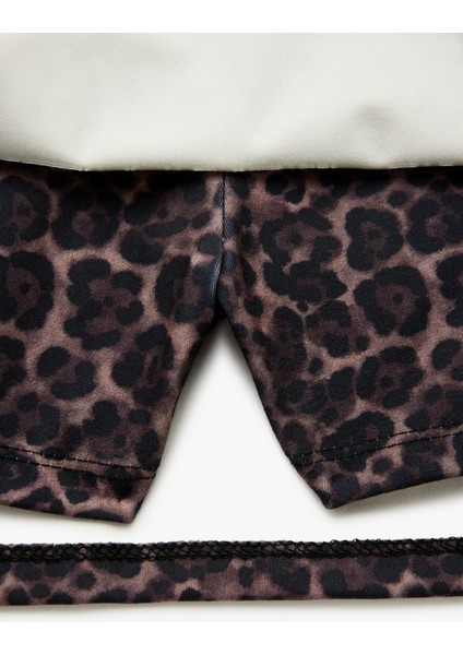 Yüksek Bel Slim Fit Leopar Baskılı Spor Şort Etek fırsatları