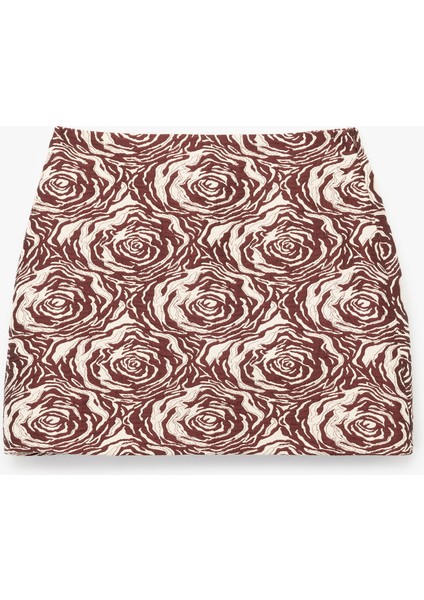 Slim Fit Floral Desenli Mini Etek