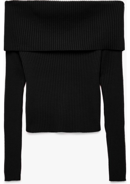 Uzun Kollu Slim Fit Omzu Açık Fitilli Triko Kazak fiyatları