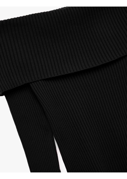 Uzun Kollu Slim Fit Omzu Açık Fitilli Triko Kazak modelleri