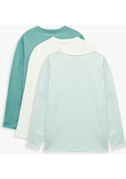 Bisiklet Yaka Uzun Kollu 3'lü Tişört Seti fiyatları