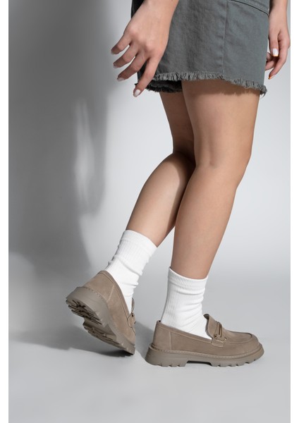 Kadın Loafer Kalın Taban Zincirli Günlük Ayakkabı Zolez Vizon fırsatları