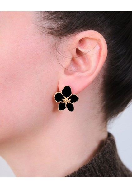 Altın Kaplama Siyah Sakura Çiçeği Küpe fiyatları