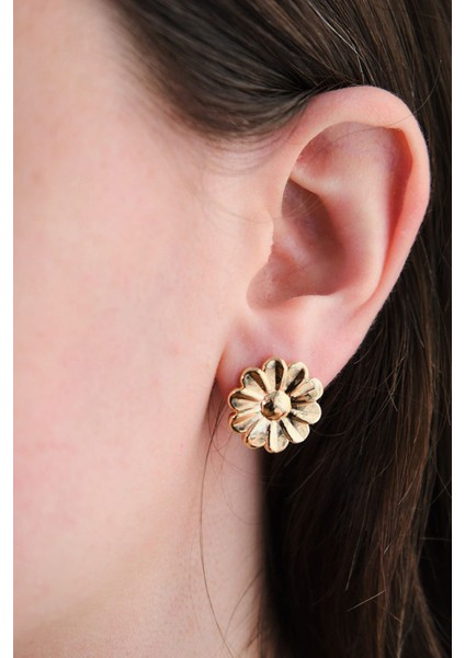 Gold Mini Papatya Küpe