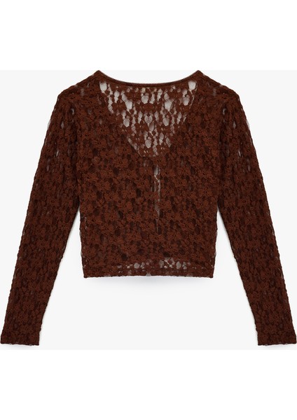 Bağlama Detaylı Uzun Kollu V Yaka Dantel Hırka fiyatları