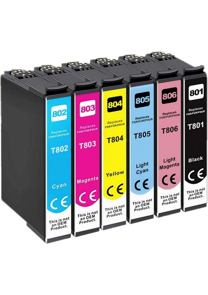 Stylus Photo PX630 Uyumlu 6 Renk Muadil Kartuş Seti T0801-T0802-T0803-T0804-T0805-T0806