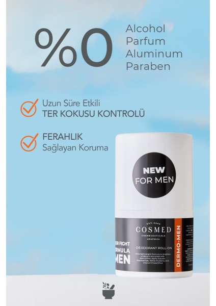 Dermo-Men Roll-On Deodorant Tüm Cilt Tipleri İçin 50 ml Uzun Süreli Ter Kokusu Kontrolü fiyatları
