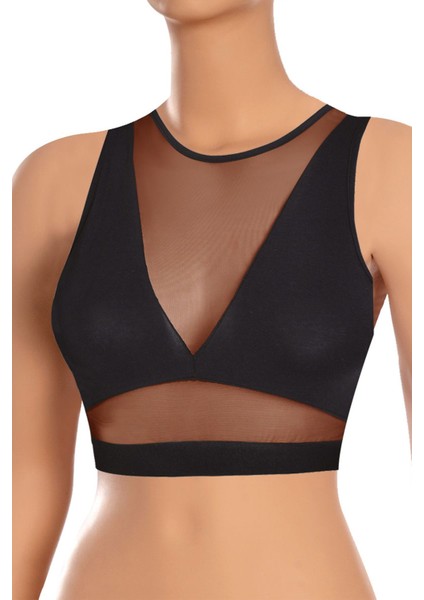 Kadın Sütyen Tüllü Pedsiz Büstiyer (%96 Pamuk - %4 Elastan)