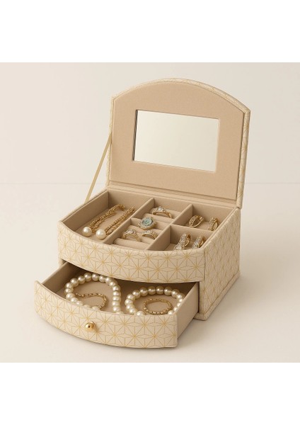 Dekoratif Kadife Takı Bijuteri Mücevher Kutusu Organizer Düzenleyici Krem fırsatları