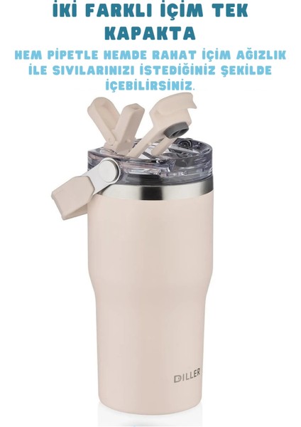 620ML Yeni Koleksiyon Tumbler Pipetli/pipetsiz Kullanım Kulplu Paslanmaz Çelik Termos fiyatları