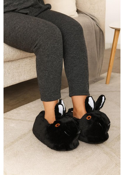 Kadın Hayvanlı Kışlık Peluş Tavşan Panduf Ev Terliği