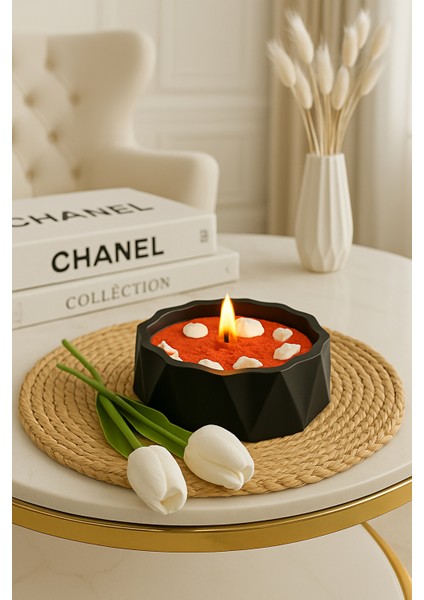 Premium Beton Kase Içinde Deniz Kabuklu Inci Kumu Mum