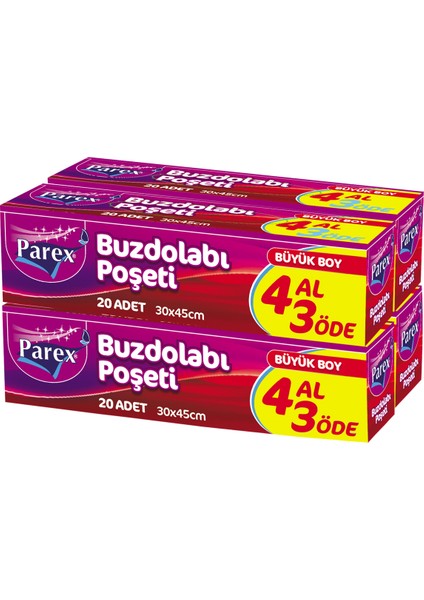 4 Al 3 Öde Buzdolabı Poşeti Büyük Boy 4X20 80 Adet