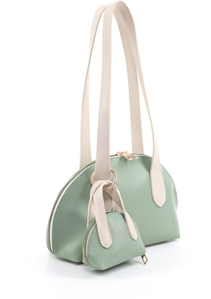 Mint Yeşil/krem SHK232 Suni Deri Tek Bölmeli Charm Mini Çanta Aksesuarlı El, Kol ve Omuz Çantası fiyatları