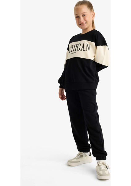 Kız Çocuk 2'li Takım Baskılı Sweatshirt Eşofman Altı E6418A825AU fiyatları