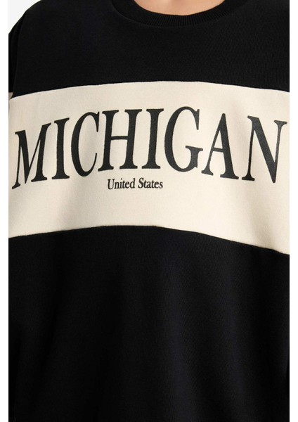 Kız Çocuk 2'li Takım Baskılı Sweatshirt Eşofman Altı E6418A825AU