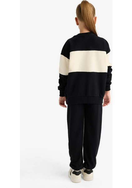Kız Çocuk 2'li Takım Baskılı Sweatshirt Eşofman Altı E6418A825AU