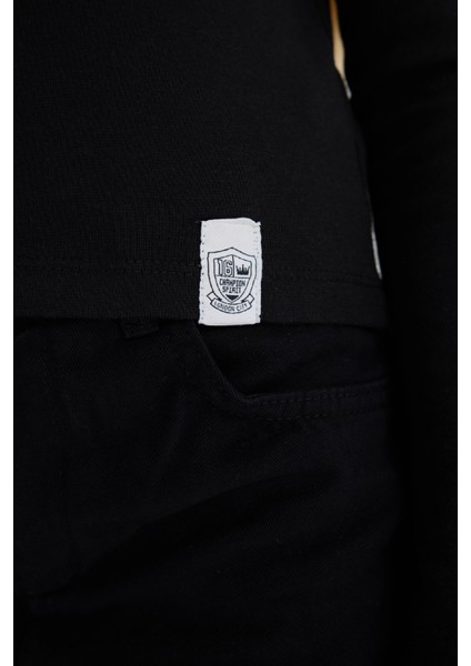 Kız Çocuk Slim Fit Dar Kesim Bisiklet Yaka Baskılı Fitilli Kaşkorse Uzun Kollu Tişört C7465A825AU