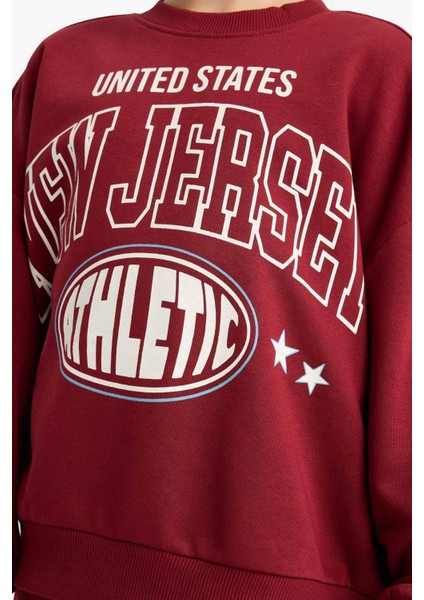 Kız Çocuk 2'li Takım Baskılı Sweatshirt Eşofman Altı E6416A825AU