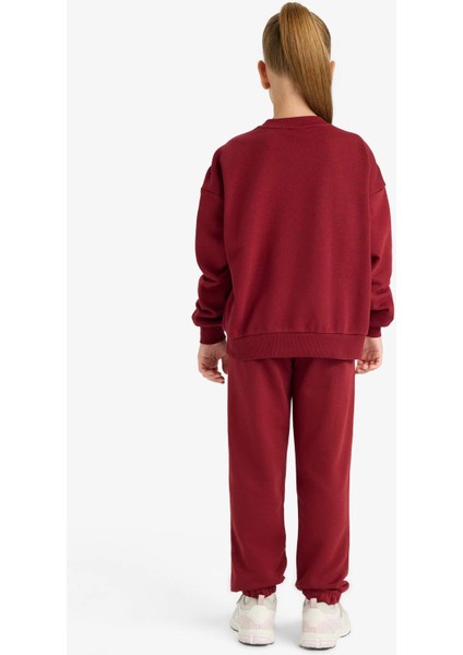 Kız Çocuk 2'li Takım Baskılı Sweatshirt Eşofman Altı E6416A825AU