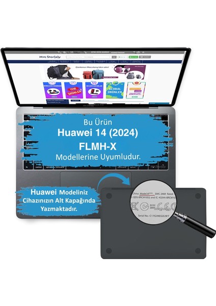 Huawei Matebook 14 Kılıf (2024 Yılı) ile Uyumlu Kristal Parlak Iz Yapmaz Koruyucu Kılıf fiyatları