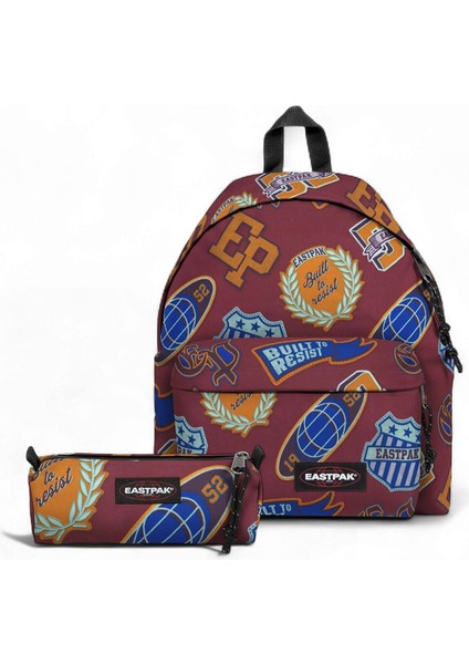 Benchmark Single Clash Burgundy Kalem Çantası ve Padded Pak'r Okul Sırt Çantası Set