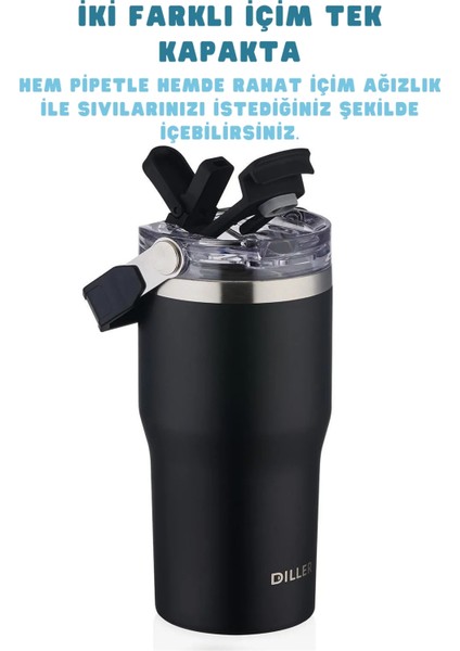 620ML Yeni Koleksiyon Tumbler Pipetli/pipetsiz Kullanım Kulplu Paslanmaz Çelik Termos fiyatları