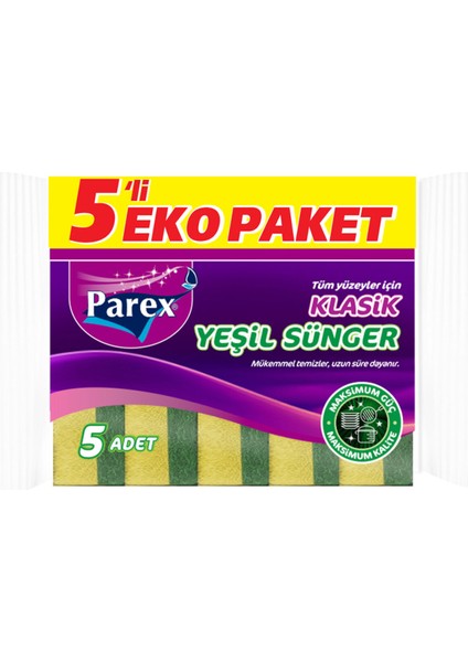 Klasik Yeşil Düz Sünger 5'li modelleri