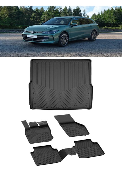Volkswagen Passat B9 Variant 2024 ve Sonrası 4.5d Paspas Rizline 3D Bagaj Havuzu Set